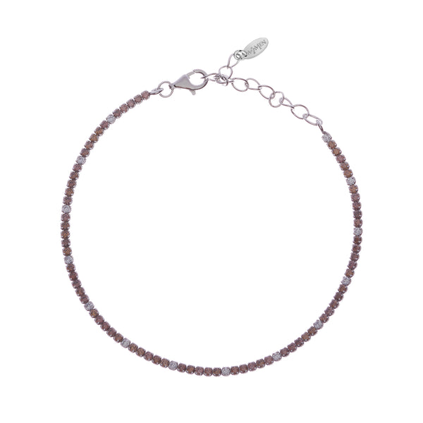 Bracciale Tennis Mania con Zirconi Marroni e Bianchi - Gioielleria Fondente