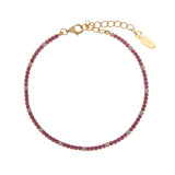 Bracciale Tennis Mania Dorato con Zirconi Fucsia e Bianchi - Gioielleria Fondente