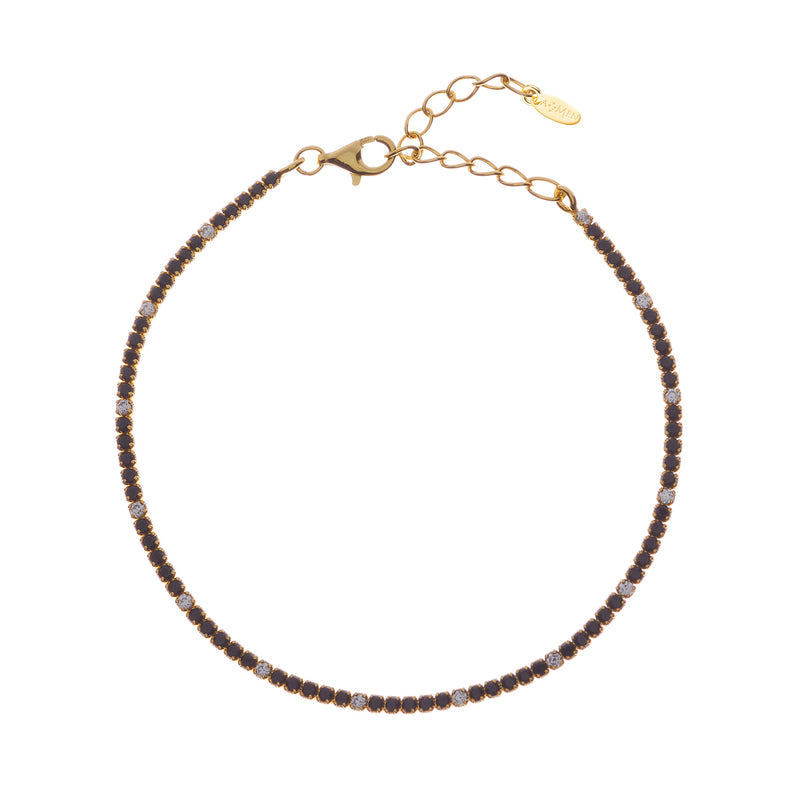 Bracciale Tennis Mania Dorato con Zirconi Neri e Bianchi - Gioielleria Fondente