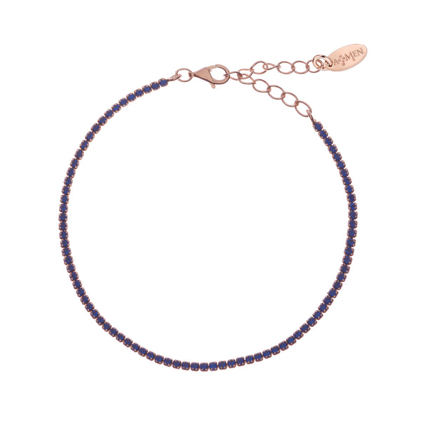 Bracciale Tennis Mania Rosè con Zirconi Blu - Gioielleria Fondente
