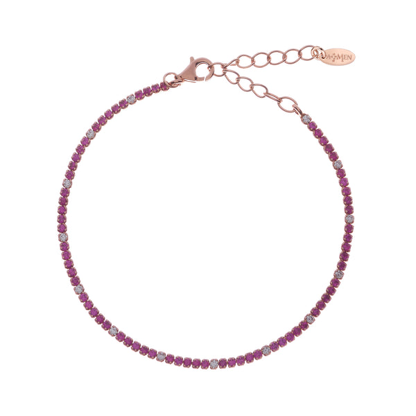 Bracciale Tennis Mania Rosè con Zirconi Fucsia e Bianchi - Gioielleria Fondente