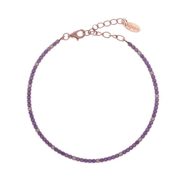 Bracciale Tennis Mania Rosè con Zirconi Lilla e Bianchi - Gioielleria Fondente