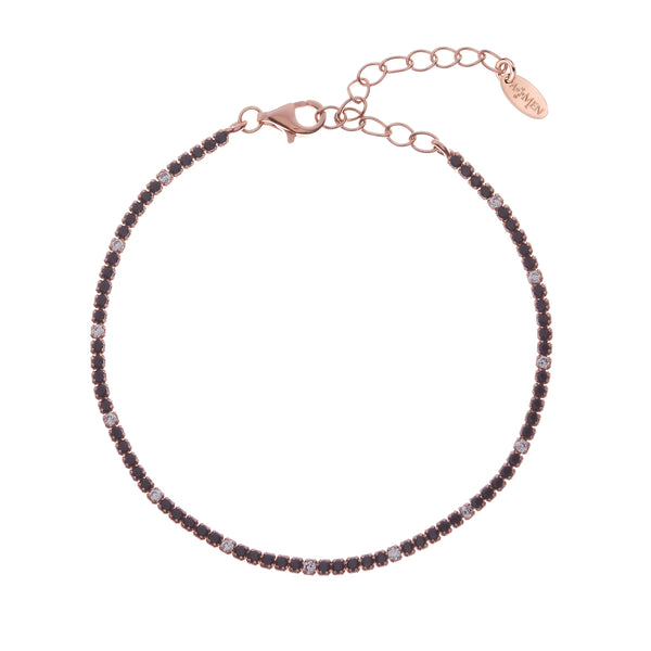 Bracciale Tennis Mania Rosè con Zirconi Neri e Bianchi - Gioielleria Fondente