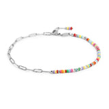 Cavigliera catena con perline di plastica colorate e catena a maglia allungatacon