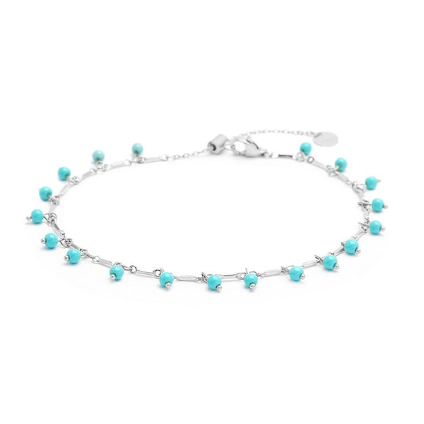 Cavigliera catena con pietre turchesi pendenti - Gioielleria Fondente