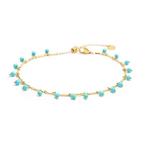 Cavigliera catena con pietre turchesi pendenti - Gioielleria Fondente