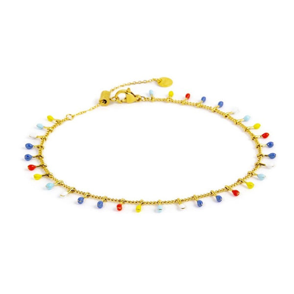 Cavigliera catena grumetta con pendenti smaltati - Gioielleria Fondente