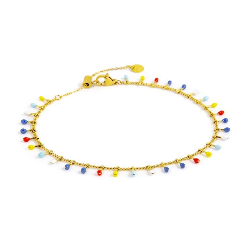 Cavigliera catena grumetta con pendenti smaltati - Gioielleria Fondente