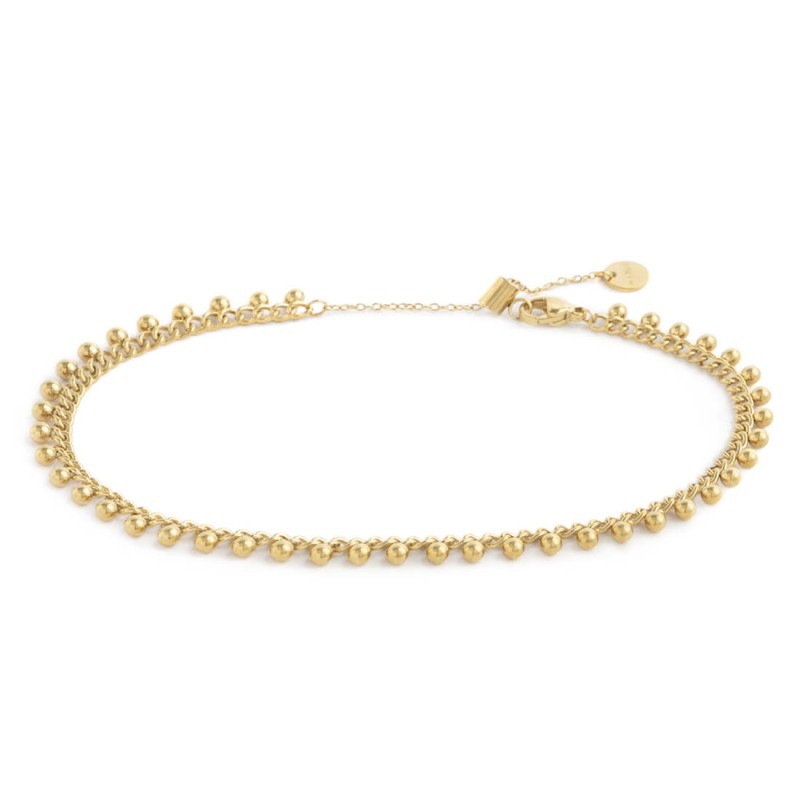 Cavigliera catena grumetta con sfere pendenti