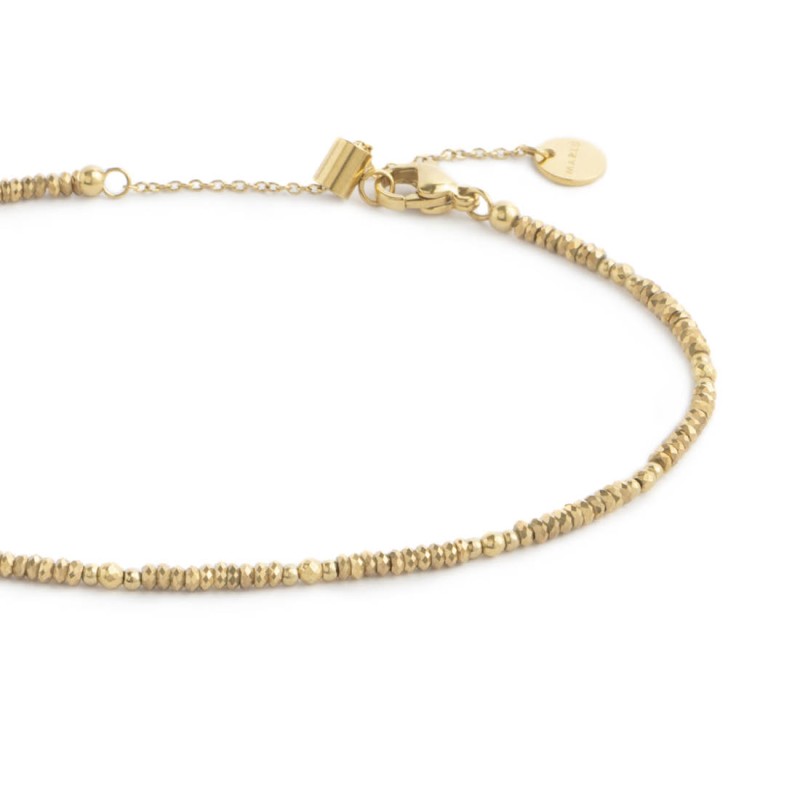 Cavigliera con perline di ematite sfaccettata