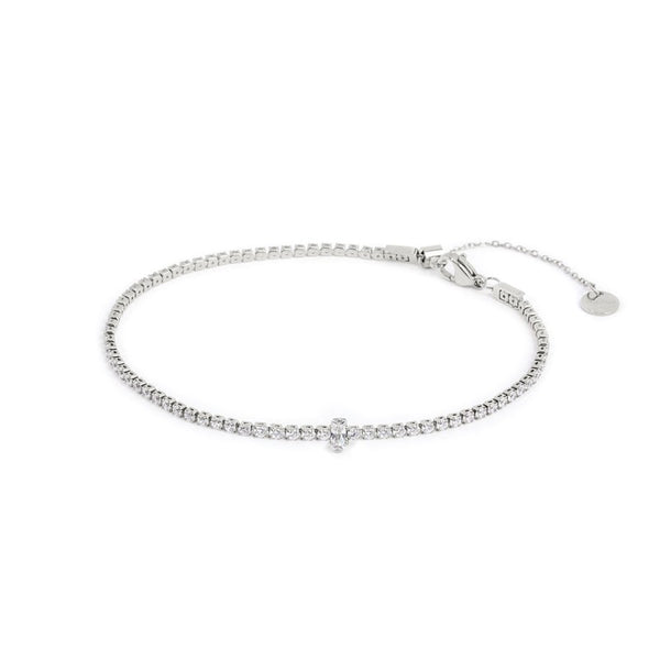 Cavigliera tennis zircone centrale - Gioielleria Fondente