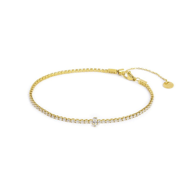 Cavigliera tennis zircone centrale - Gioielleria Fondente