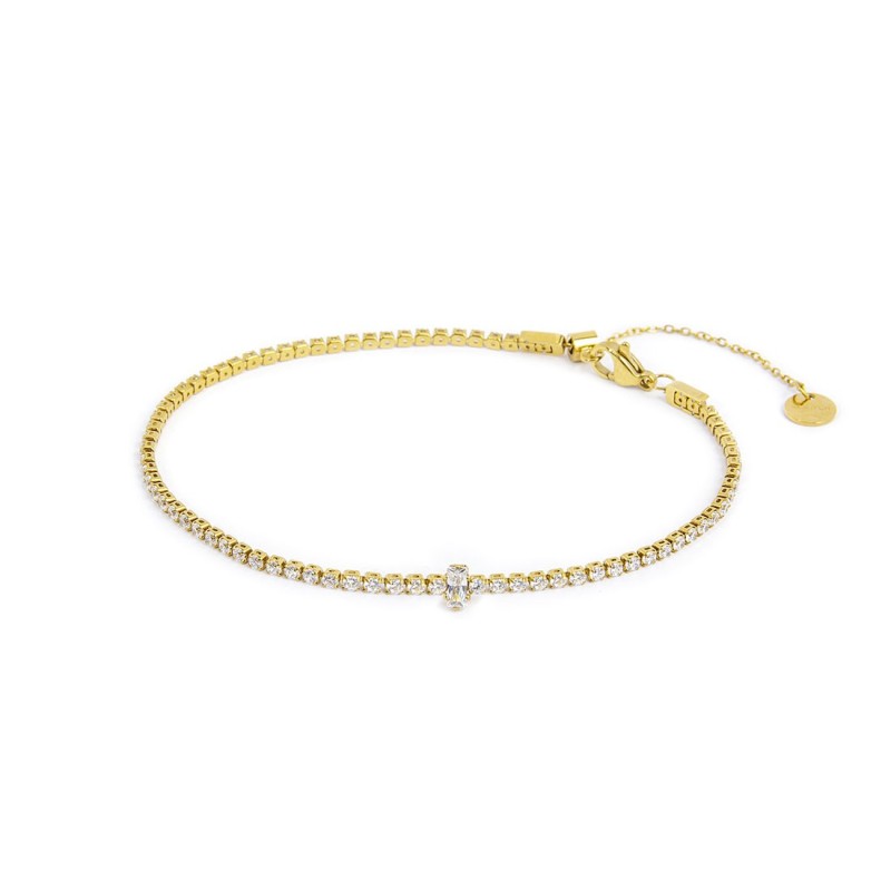 Cavigliera tennis zircone centrale - Gioielleria Fondente