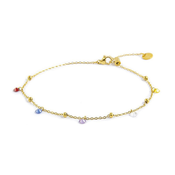 Cavigliera zirconi colorati e sfere - Gioielleria Fondente