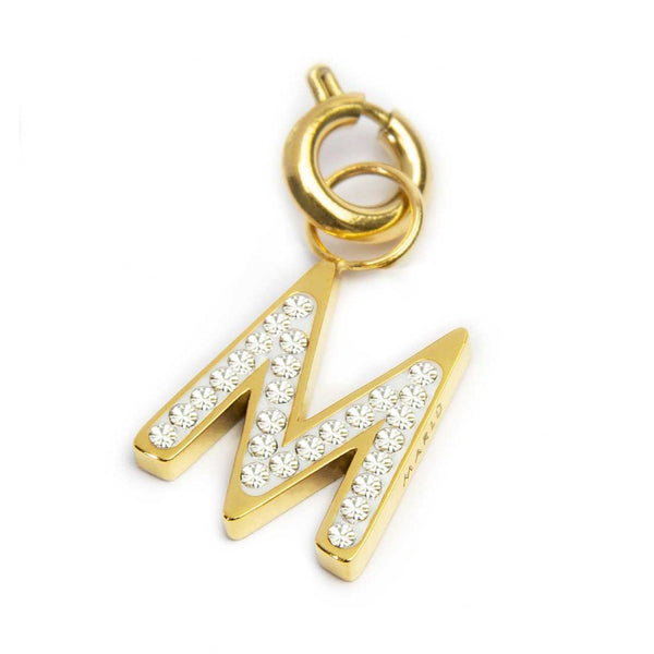 Charm lettera M con cristalli - Gioielleria Fondente
