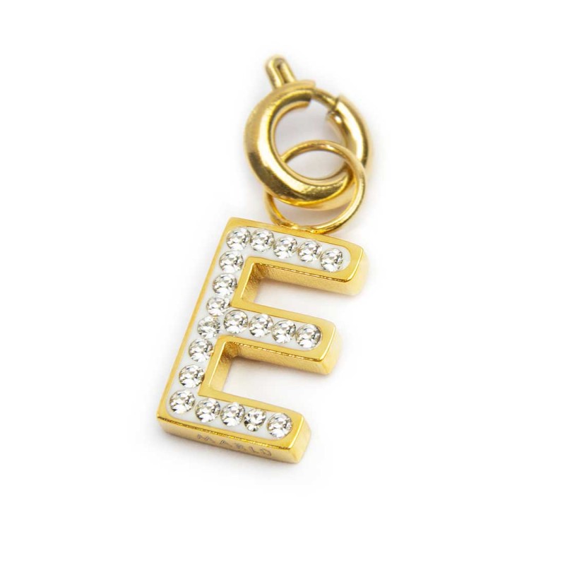 Charm lettera E con cristalli - Gioielleria Fondente