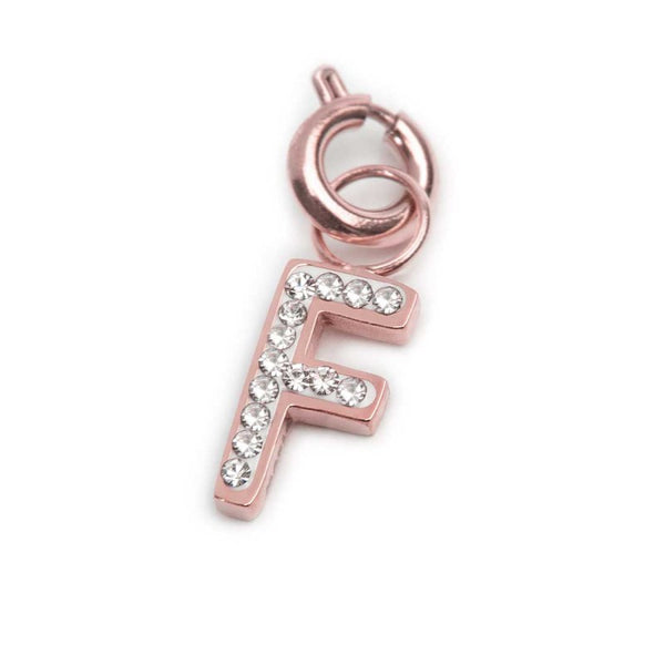 Charm lettera F con cristalli - Gioielleria Fondente