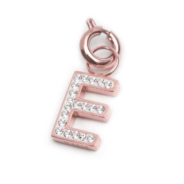 Charm lettera E con cristalli - Gioielleria Fondente
