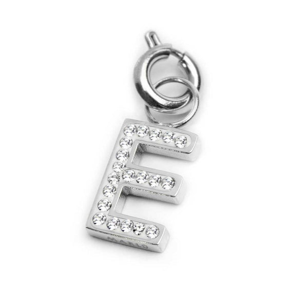 Charm lettera E con cristalli - Gioielleria Fondente