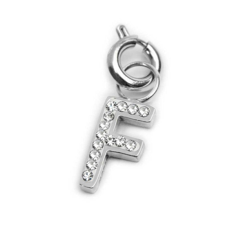 Charm lettera F con cristalli - Gioielleria Fondente