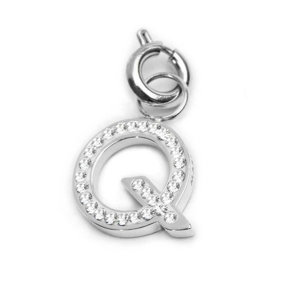 Charm lettera Q con cristalli - Gioielleria Fondente