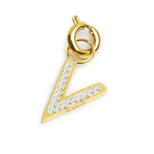 Charm lettera V con cristalli - Gioielleria Fondente