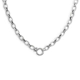 Collana catena a maglie larghe texturizzate al centro moschettone ad anello