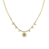 Collana catena chicco di riso con sole pendente