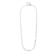 Collana catena figaro e catena con perle bianche irregolari