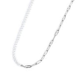 Collana catena figaro e catena con perle bianche irregolari