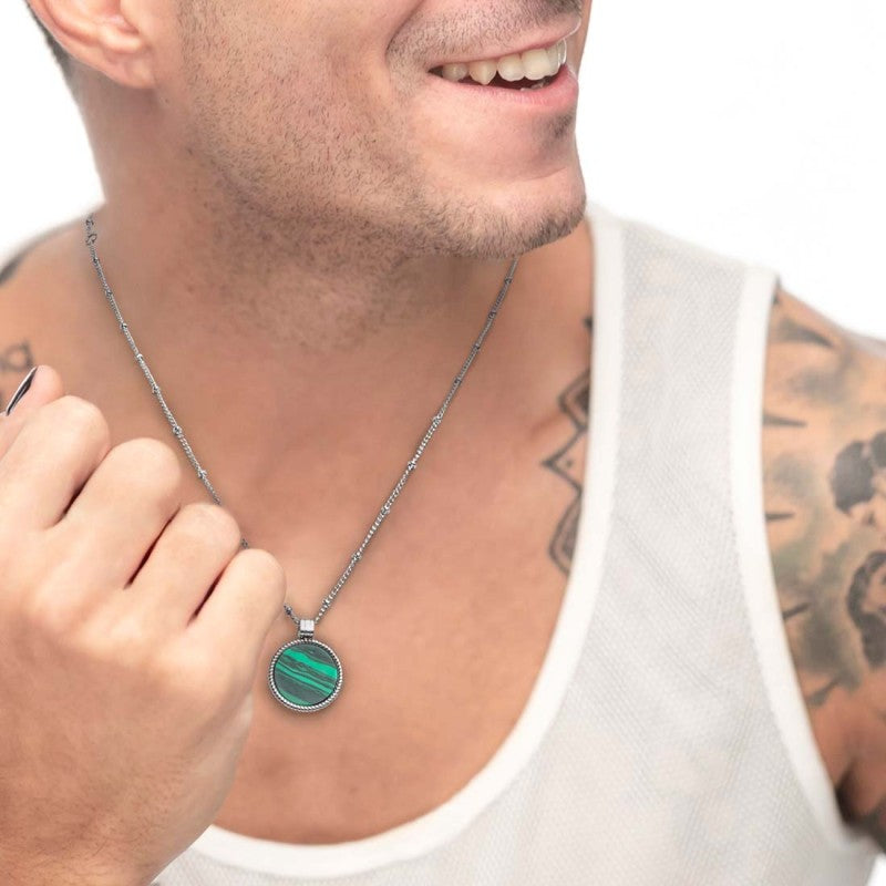 Collana catena grumetta con pendente tondo - Gioielleria Fondente