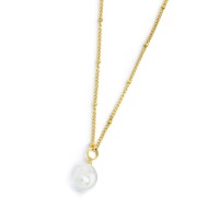 Collana catena grumetta con sfere e perla irregolare pendente