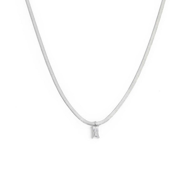 Collana catena snake con zircone baguette - Gioielleria Fondente