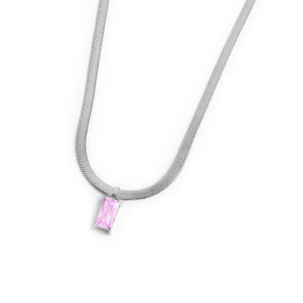 Collana catena snake con zircone baguette - Gioielleria Fondente