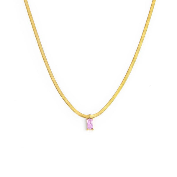 Collana catena snake con zircone baguette - Gioielleria Fondente
