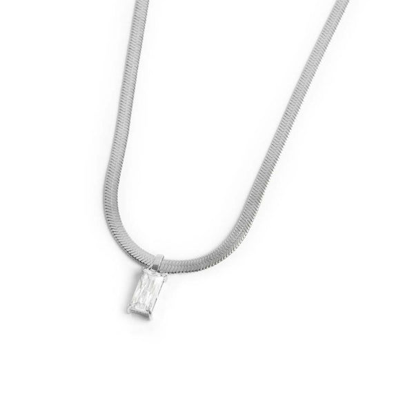 Collana catena snake con zircone baguette - Gioielleria Fondente