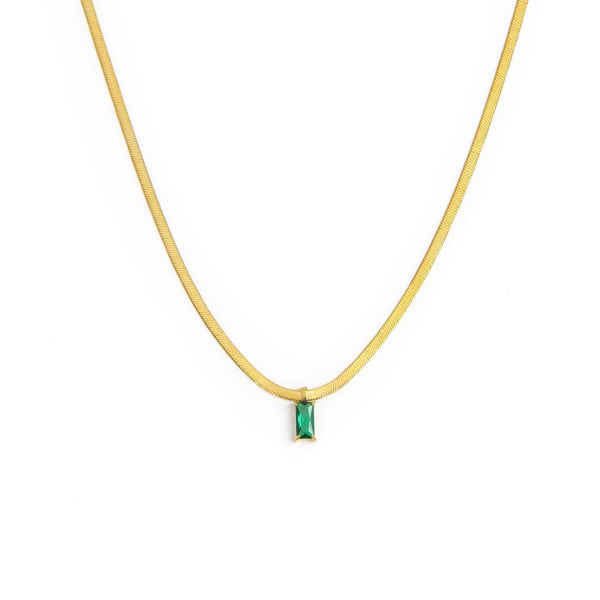 Collana catena snake con zircone baguette - Gioielleria Fondente