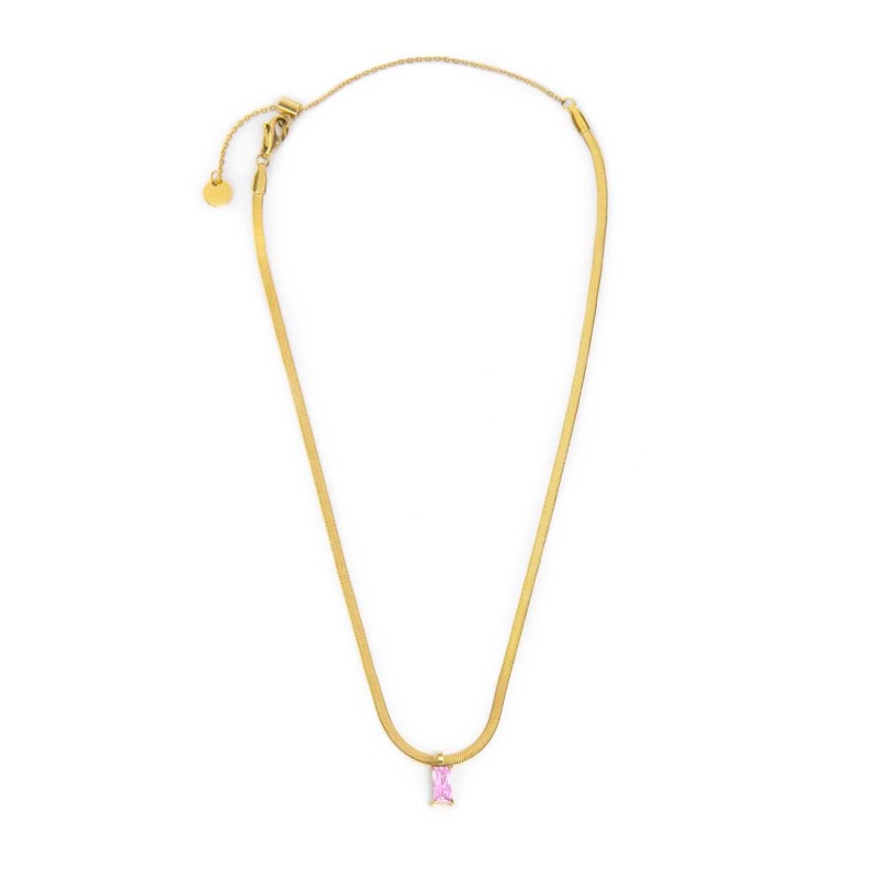 Collana catena snake con zircone baguette - Gioielleria Fondente