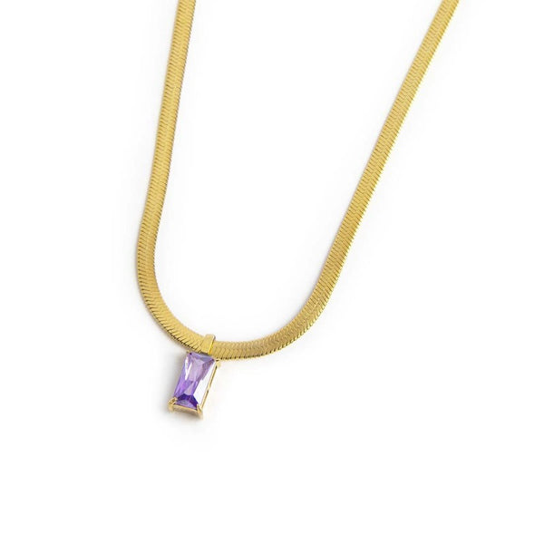 Collana catena snake con zircone baguette - Gioielleria Fondente