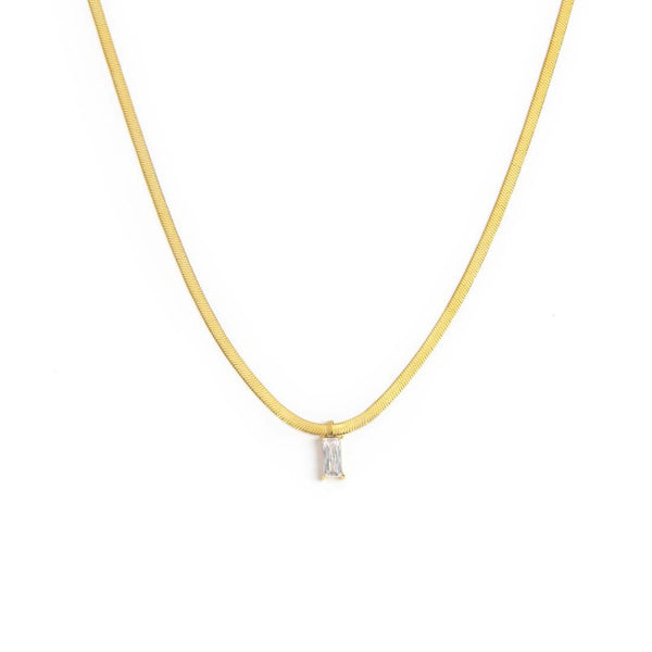 Collana catena snake con zircone baguette - Gioielleria Fondente