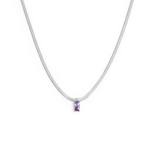 Collana catena snake con zircone baguette - Gioielleria Fondente
