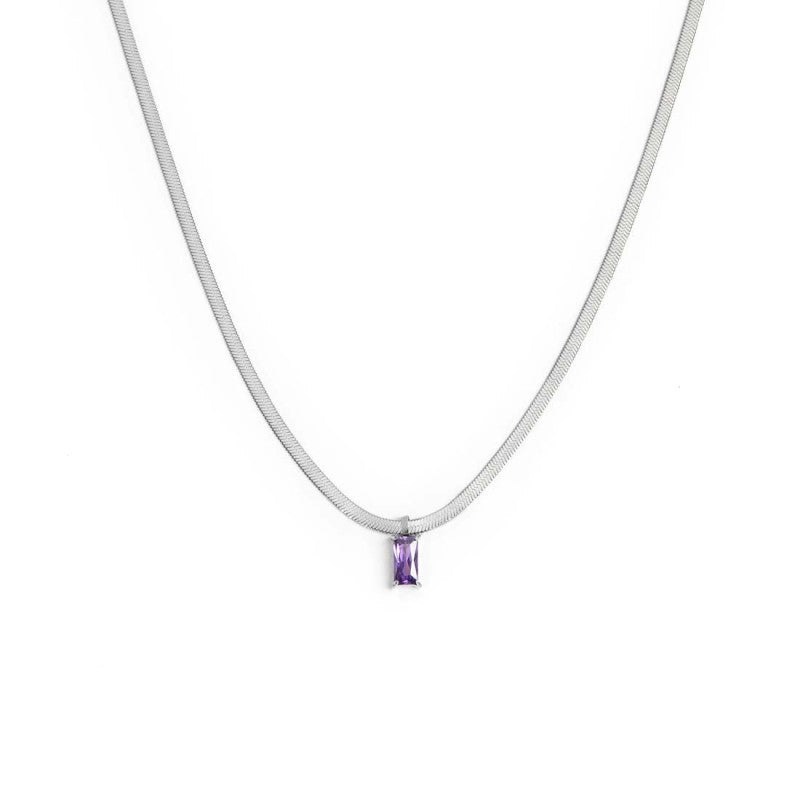 Collana catena snake con zircone baguette - Gioielleria Fondente