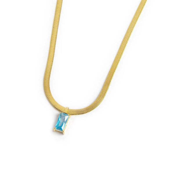 Collana catena snake con zircone baguette - Gioielleria Fondente