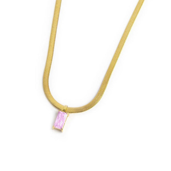 Collana catena snake con zircone baguette - Gioielleria Fondente
