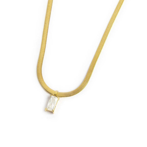 Collana catena snake con zircone baguette - Gioielleria Fondente