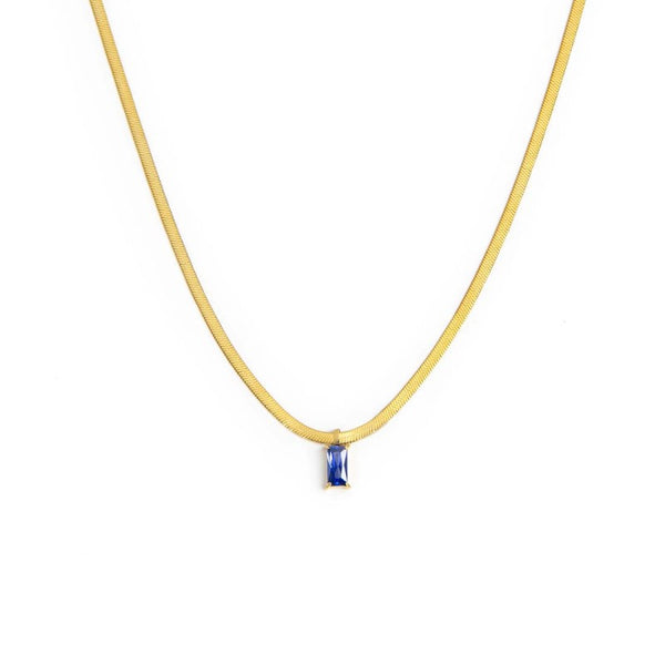 Collana catena snake con zircone baguette - Gioielleria Fondente