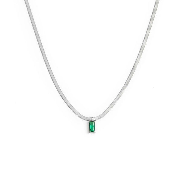 Collana catena snake con zircone baguette - Gioielleria Fondente