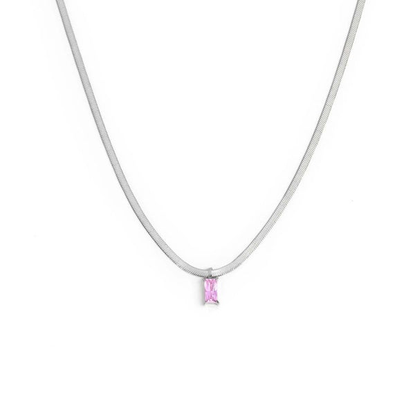 Collana catena snake con zircone baguette - Gioielleria Fondente