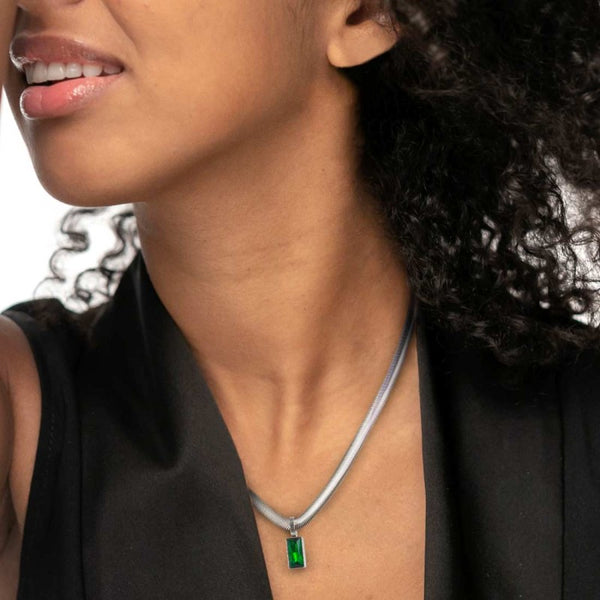 Collana catena snake cristallo baguette centrale - Gioielleria Fondente