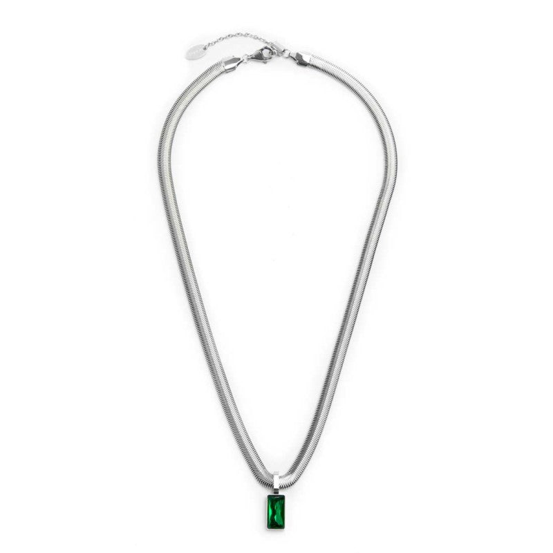 Collana catena snake cristallo baguette centrale - Gioielleria Fondente